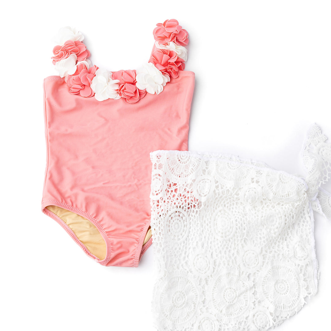 Hula Coral Swimsuit with Skirt