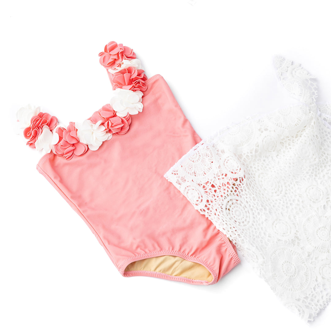 Hula Coral Swimsuit with Skirt