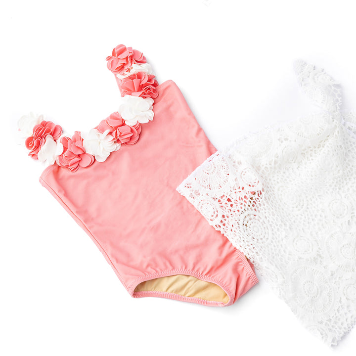 Hula Coral Swimsuit with Skirt