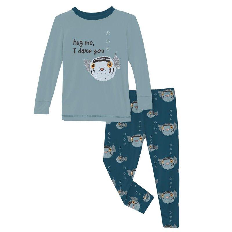 Bamboo Long Sleeve Graphic Tee Pajama Set - Peacock Puffer Family