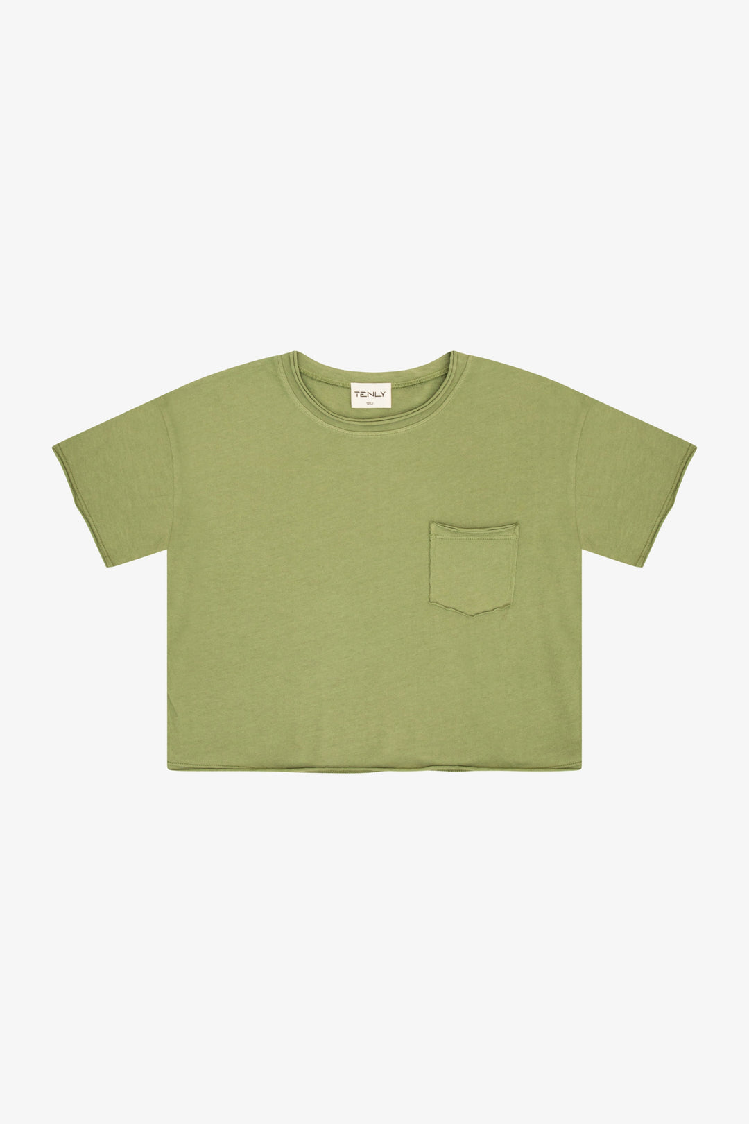 Cotton Jersey Raw Edge Tee Matcha Tea