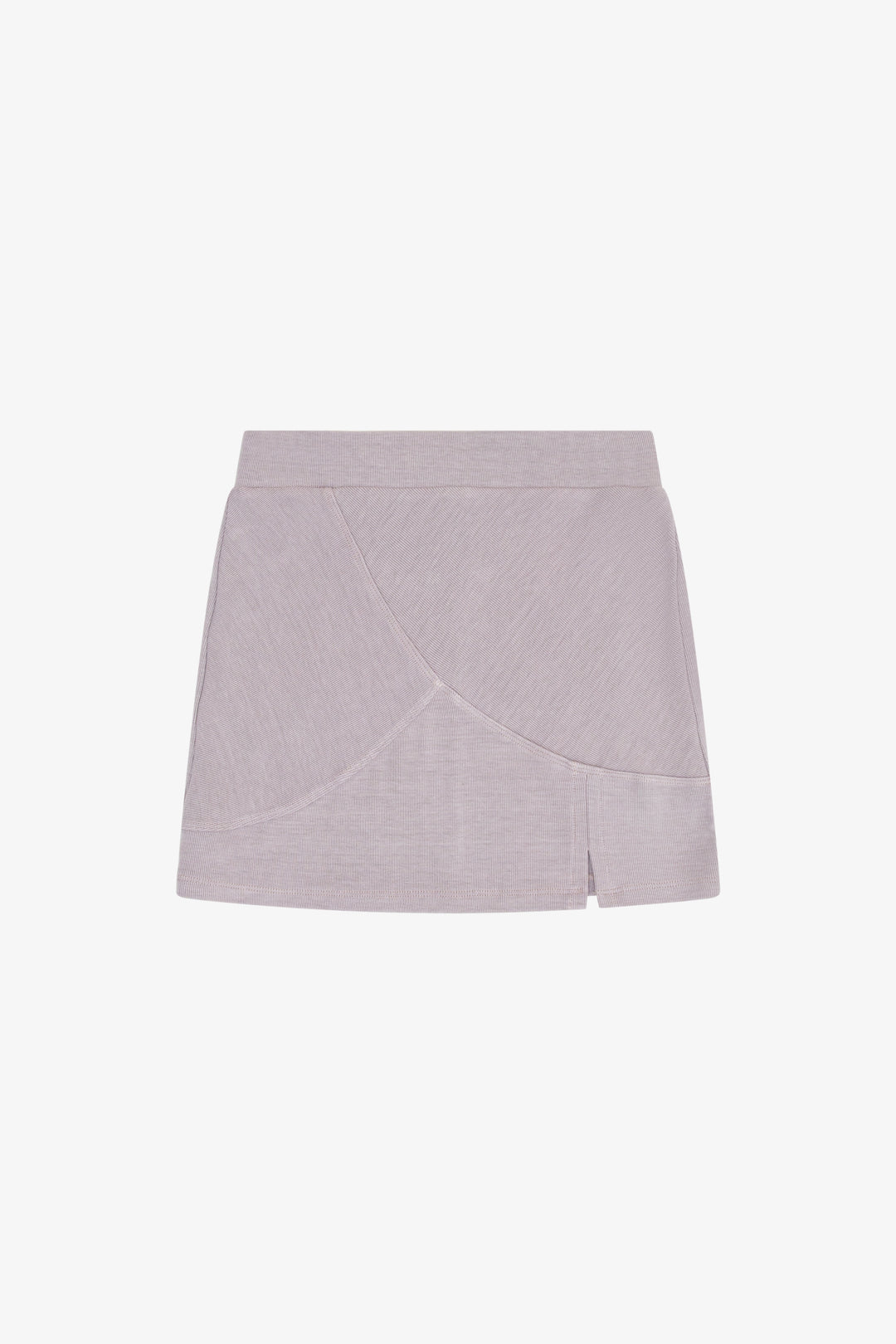 Rayon Ribbed Seamed Mini Skirt Cobblestone