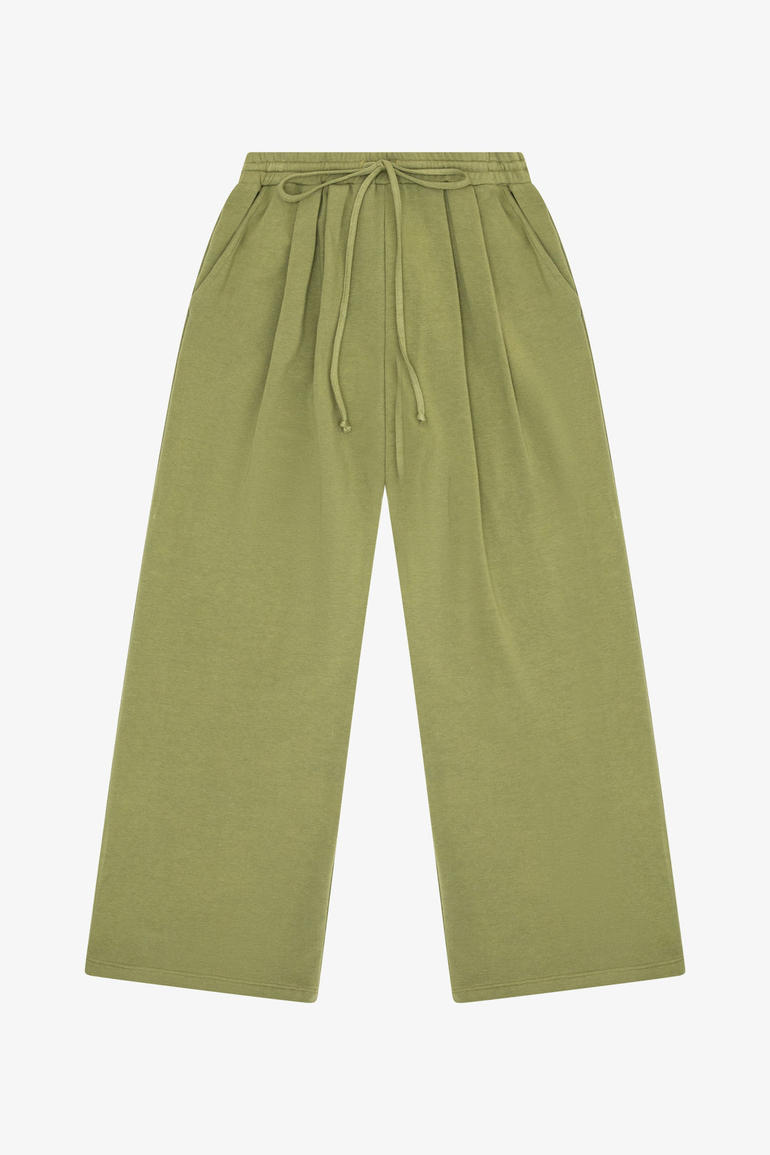 French Terry Pleated Wide Leg Pant