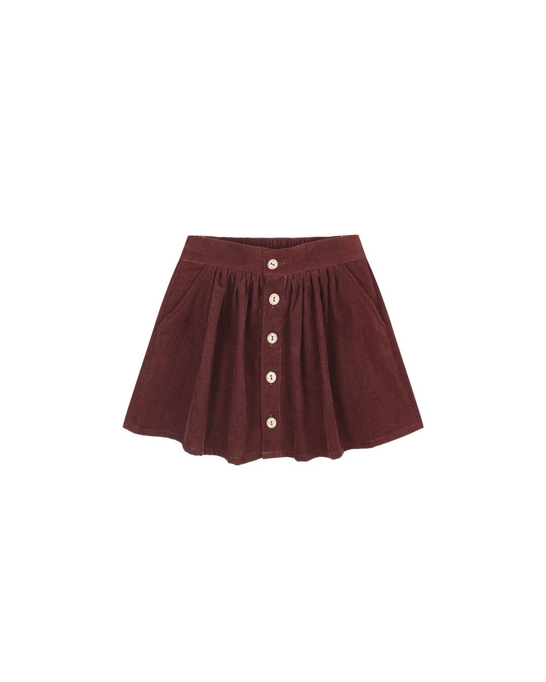 Button Front Mini Skirt Burgundy