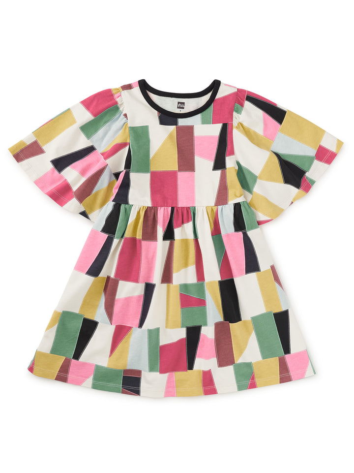 Pojagi Patchwork Butterfly Sleeve Dress
