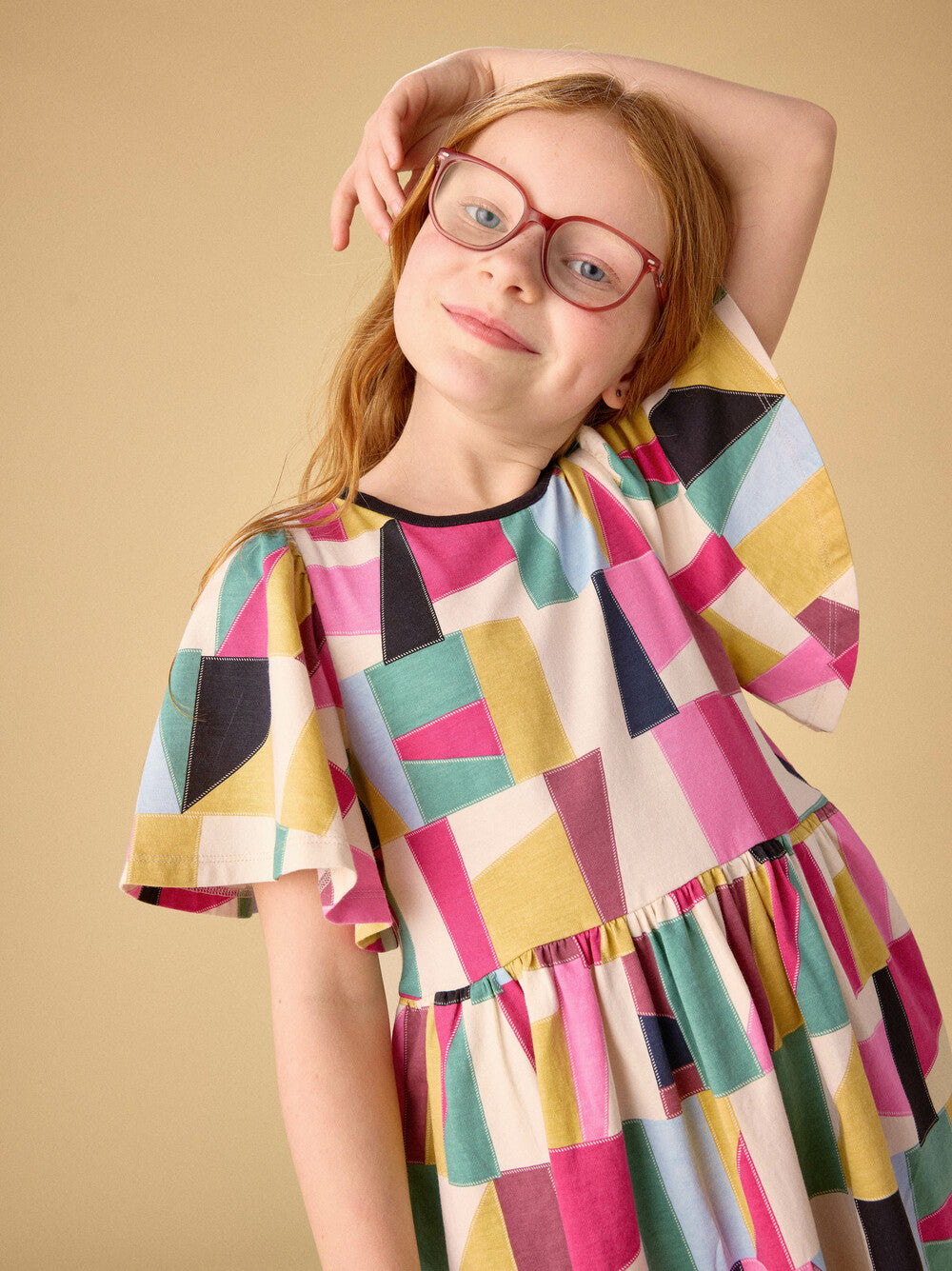 Pojagi Patchwork Butterfly Sleeve Dress