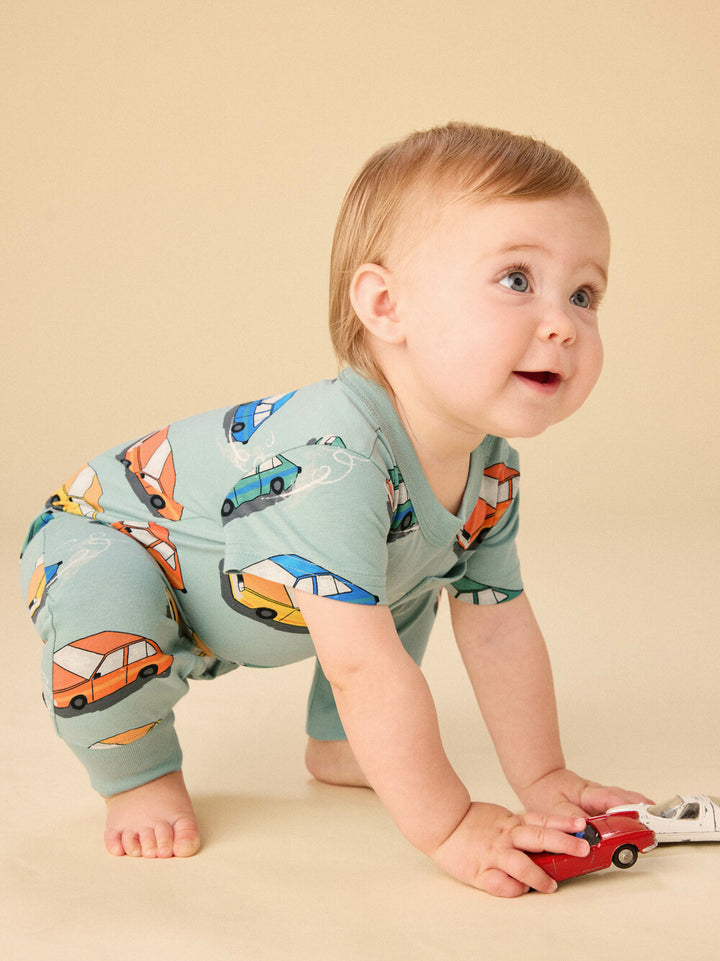 Vintage Cars Pocket Romper