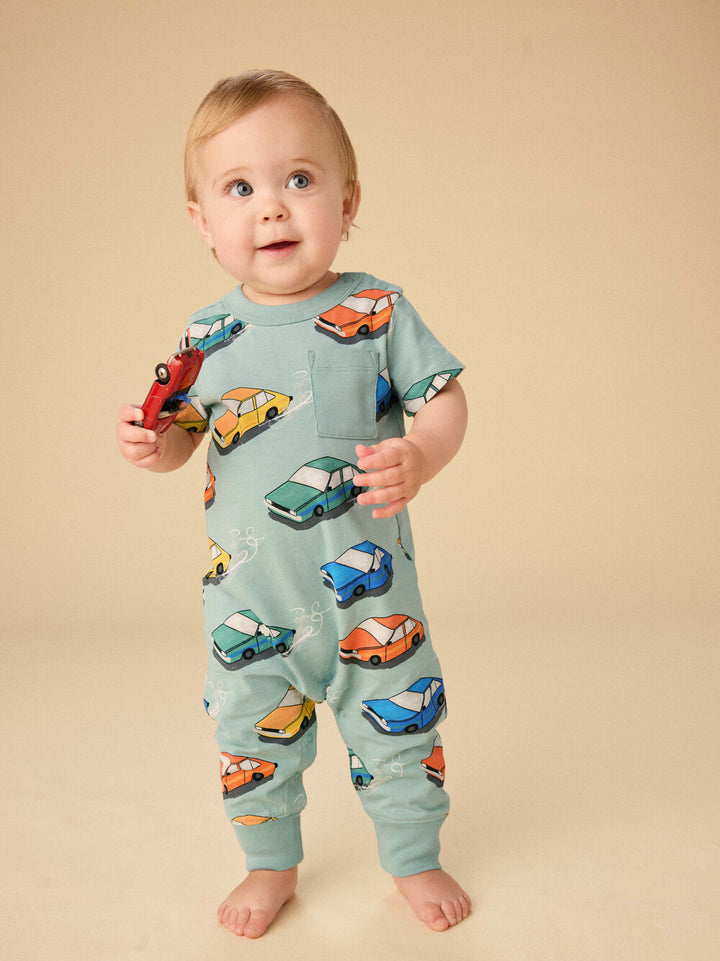 Vintage Cars Pocket Romper