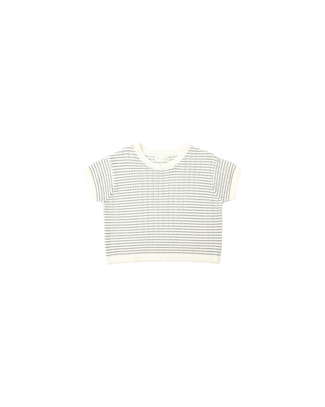 Dusty Blue Stripe Boxy Crop Knit Tee