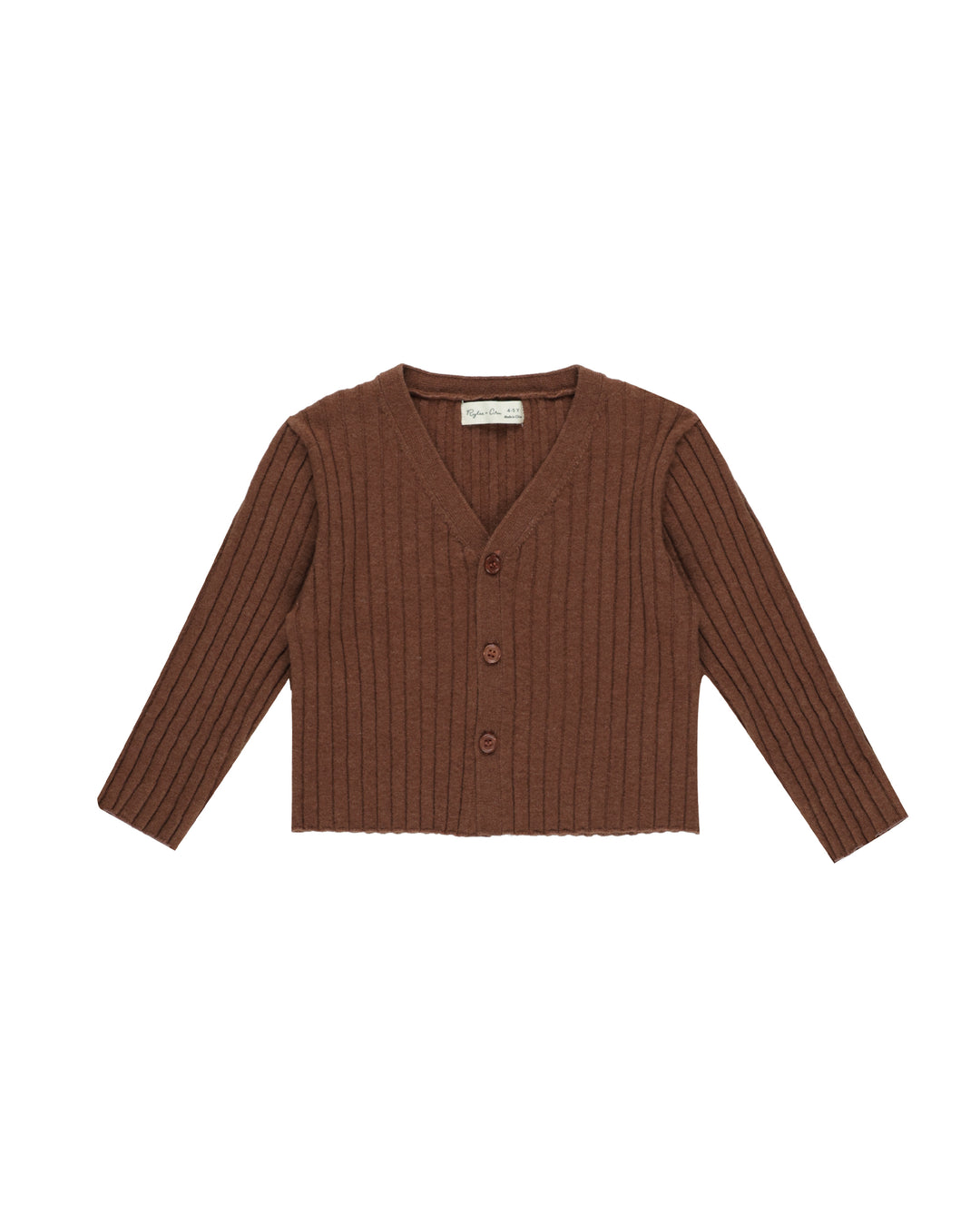 Brown Long Sleeve Knit Button Top