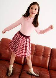 Stamped Pleated Mini Skirt