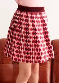 Stamped Pleated Mini Skirt
