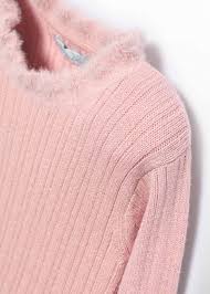 Fur Trimmed Ribbed Knit Turtleneck