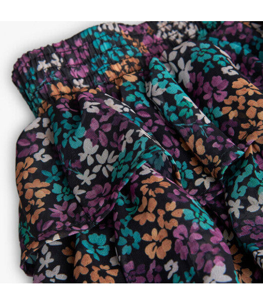 Tiered Gauze Floral Skirt