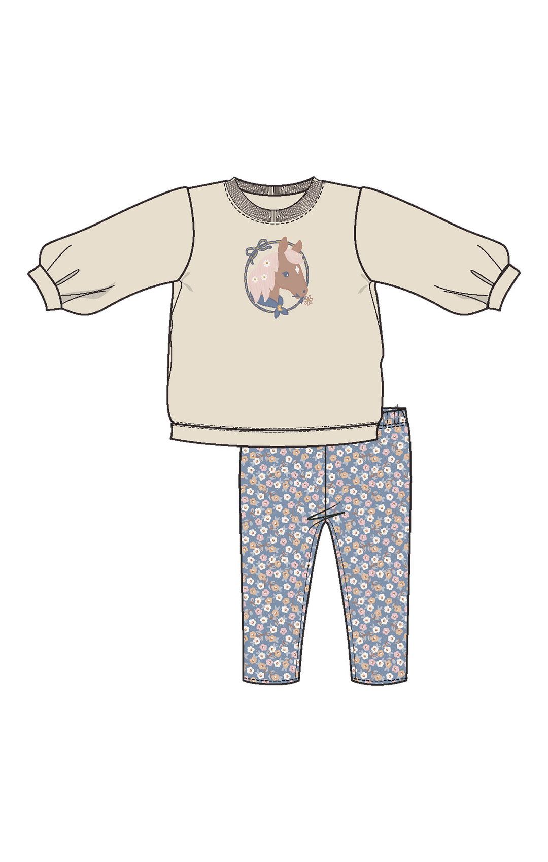 Horse Cameo Sweatshirt & Legging Set