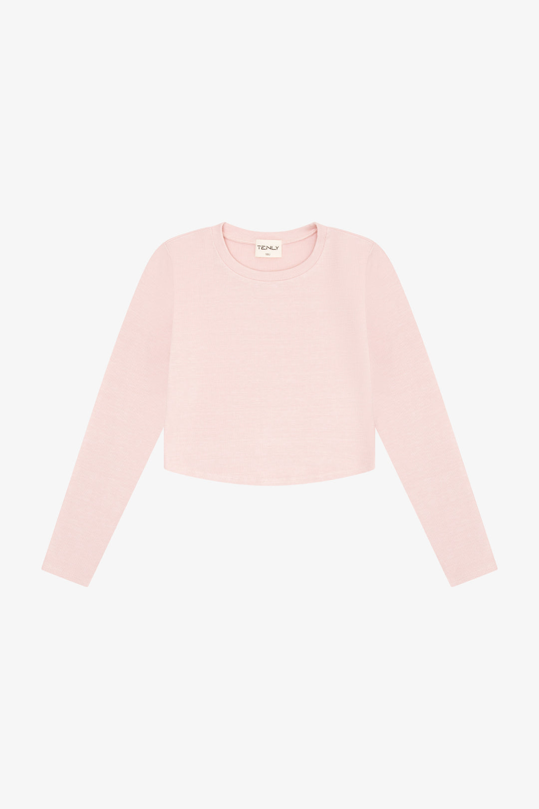 Rayon Rib Curved Hem Long Sleeve Top