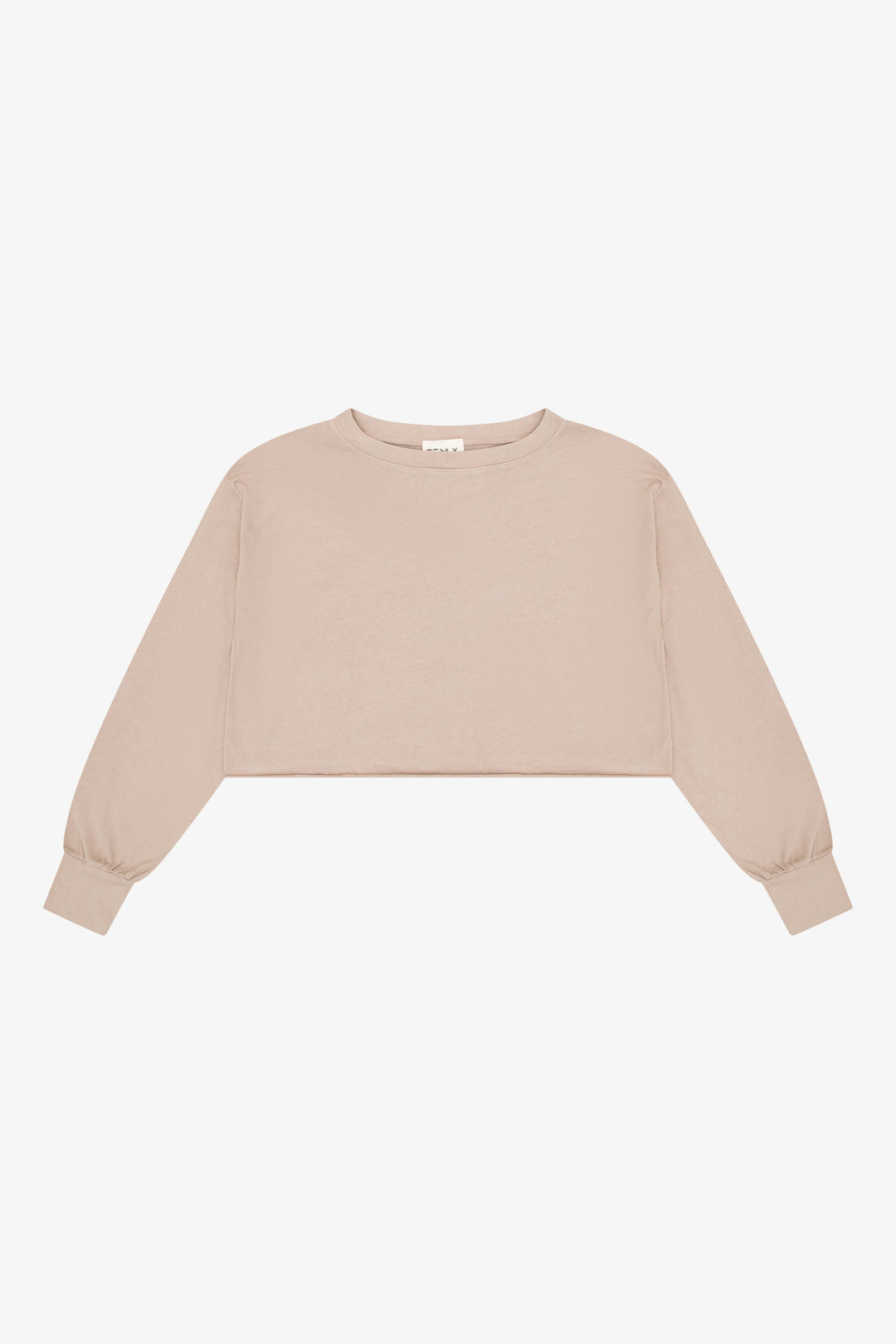 Cotton Jersey Long Sleeve Cropped Pullover
