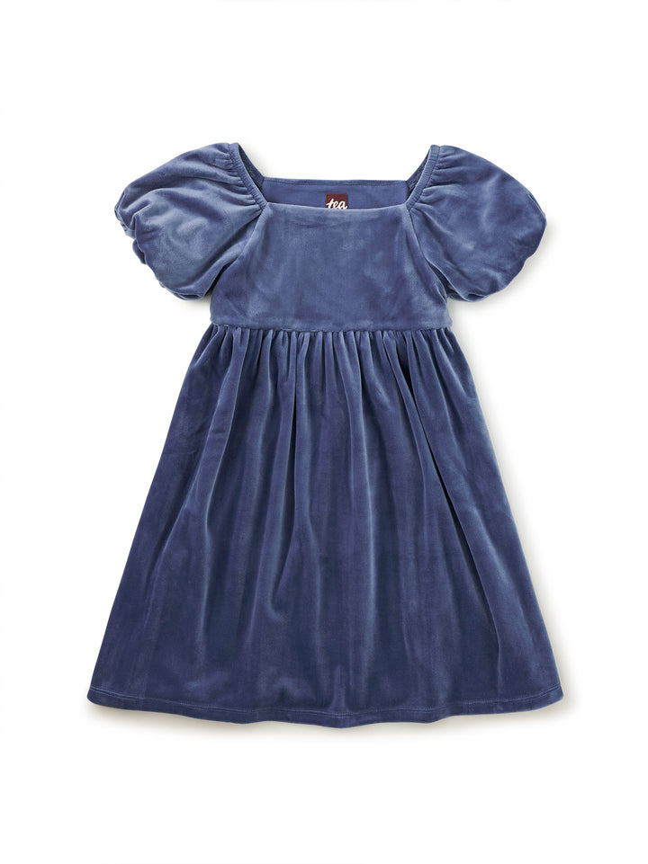 Naval Blue Puff Shoulder Dress