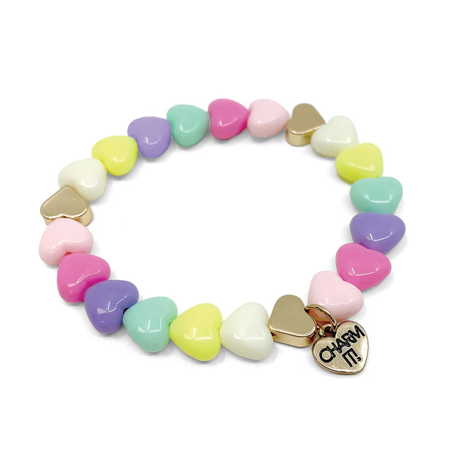 Gold Pastel Heart Bead Bracelet