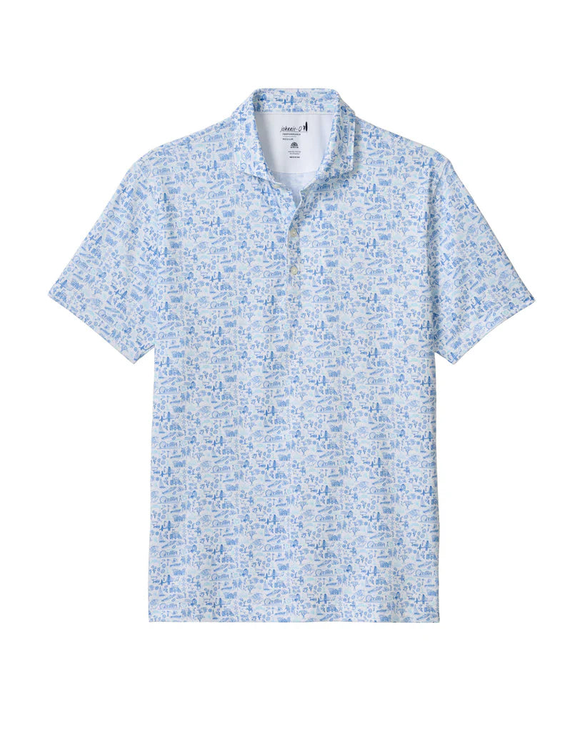 JO Jr 20th Printed Performance Polo Palisades Blue