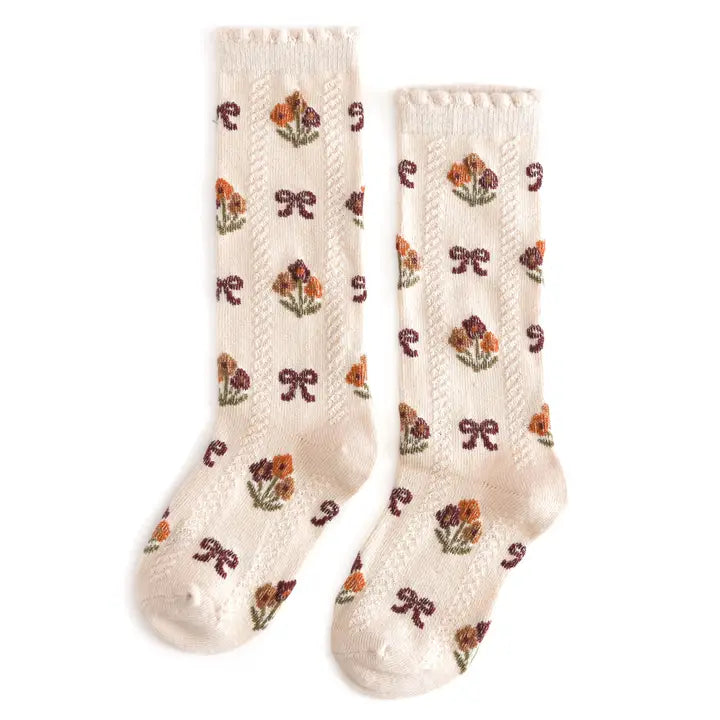 Vanilla Floral Knee High Socks
