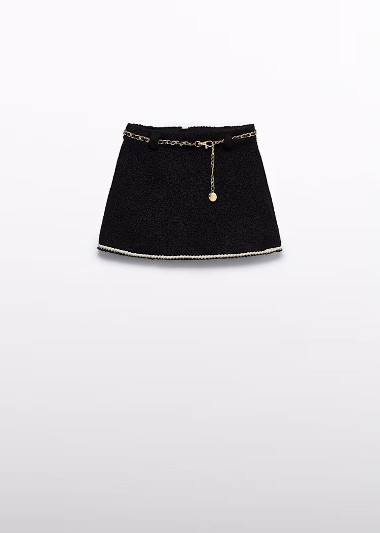 Faux Shearling Skirt with belt