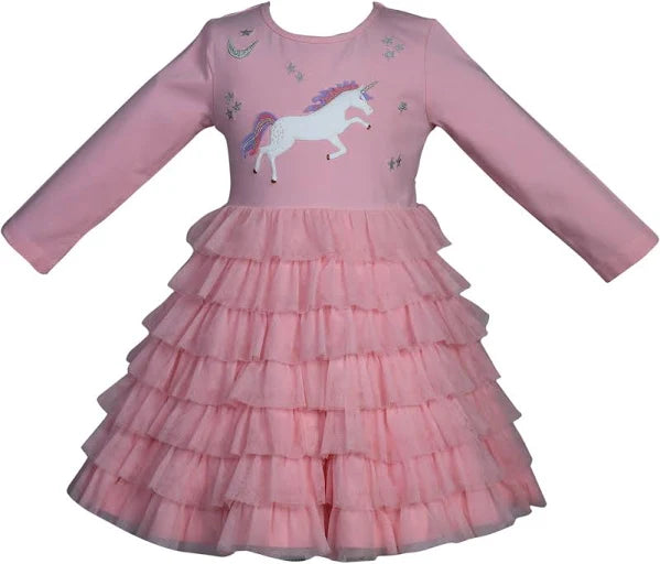 Unicorn Embroidered Ice Pink Tulle Dress