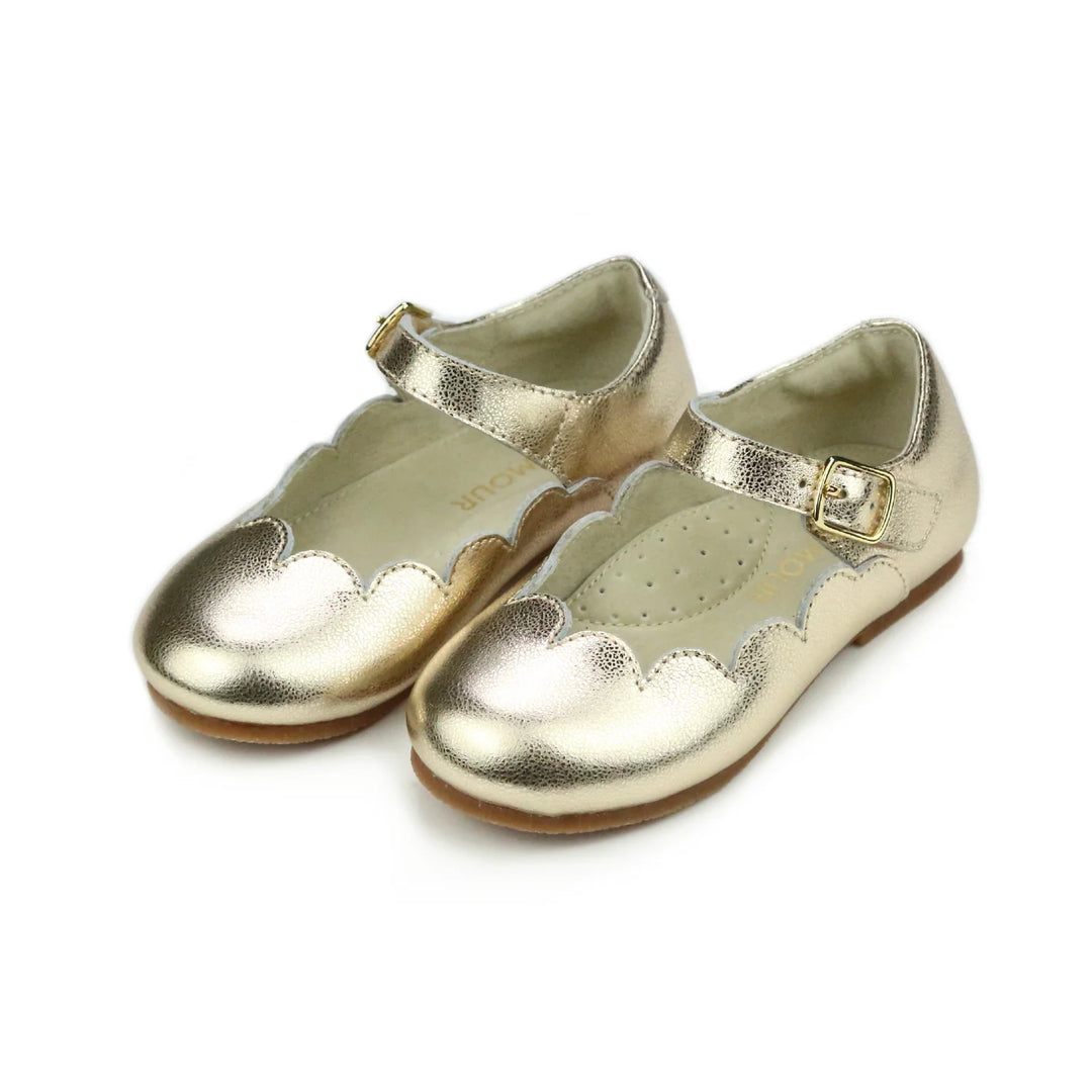 Sonia Scalloped Flat Gold Shoe