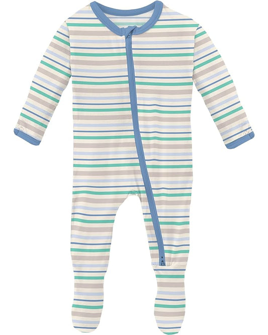 Mythical Stripe Footie with 2 Way Zipper