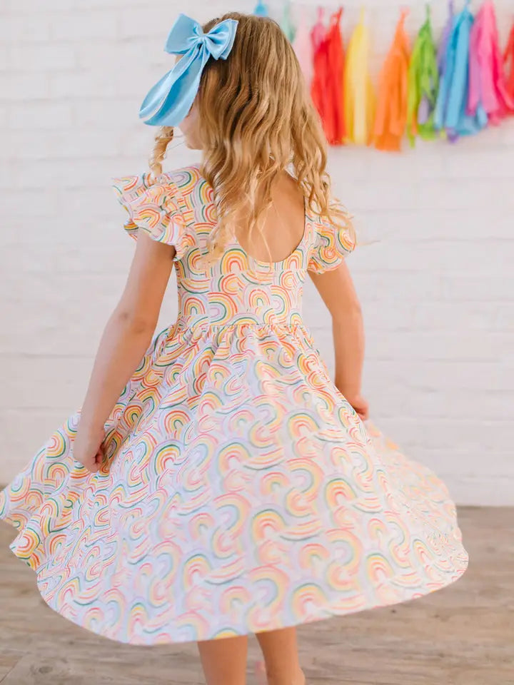 Olivia Dress in Primary Rainbow