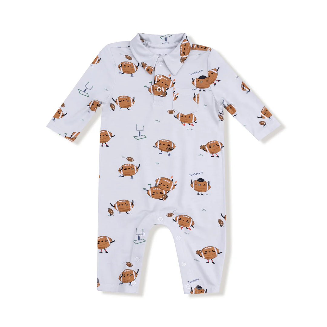 Footballs Playing Football Polo Romper