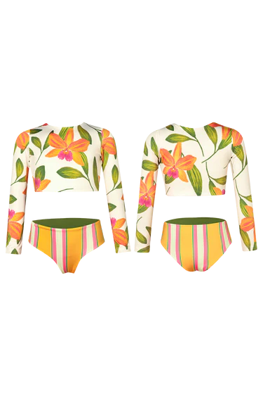 Orquideas Naranja Sun Longsleeve Bikini