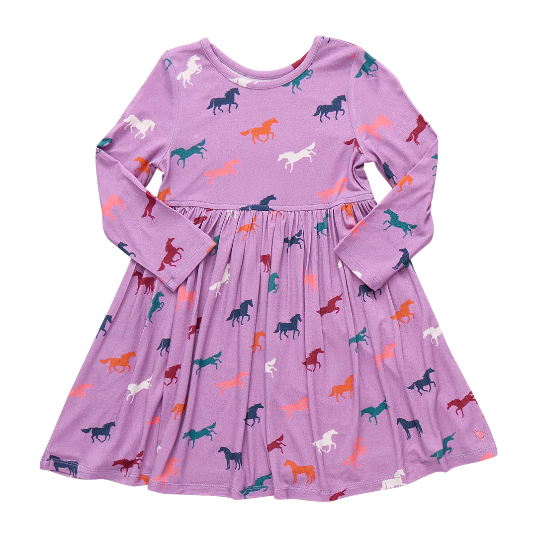Bamboo Steph Dress Lavender Multi Horses