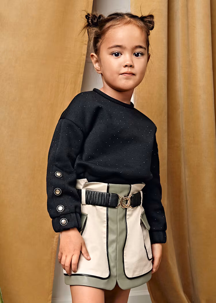 Tricolor Belted Skirt