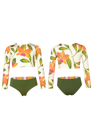 Orquideas Naranja Sun Longsleeve Bikini
