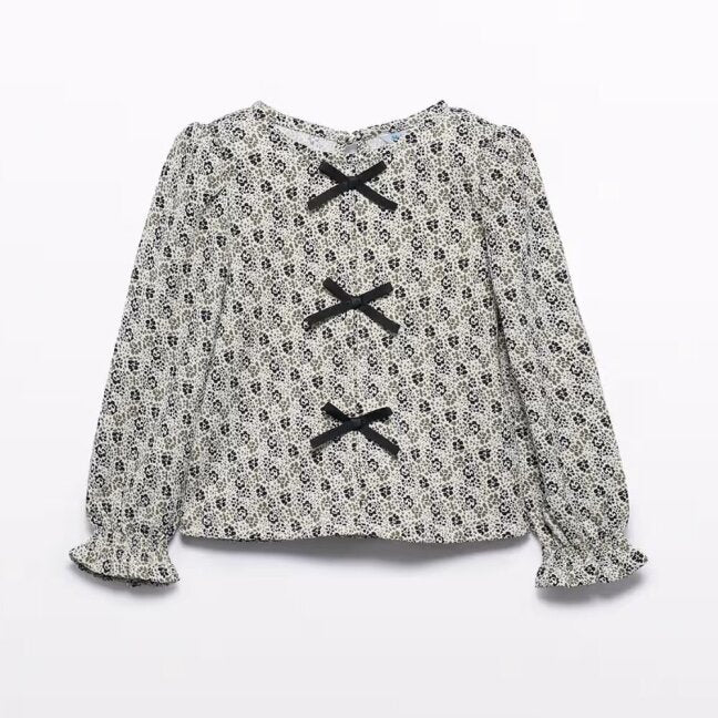 Printed Bow Blouse