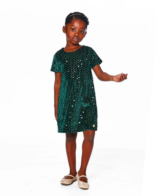 glitter tee dress Lily Large Green Sequin Mini Tshirt Dress – Girl In Mind main image 0