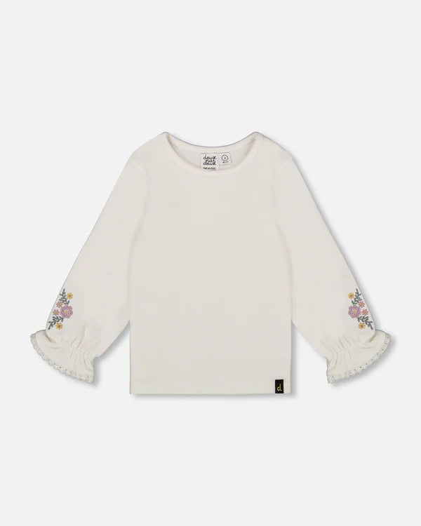 Floral Embroidered Jersey Top