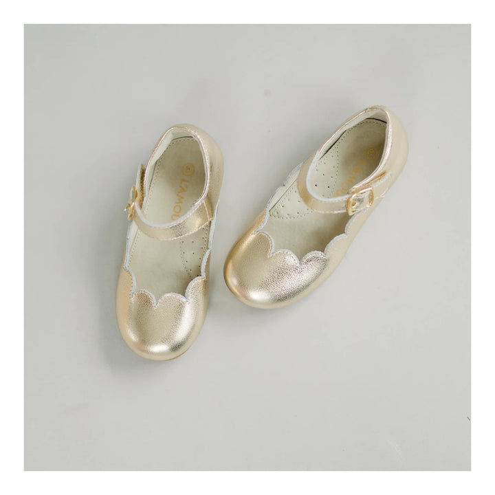 Sonia Scalloped Flat Gold Shoe