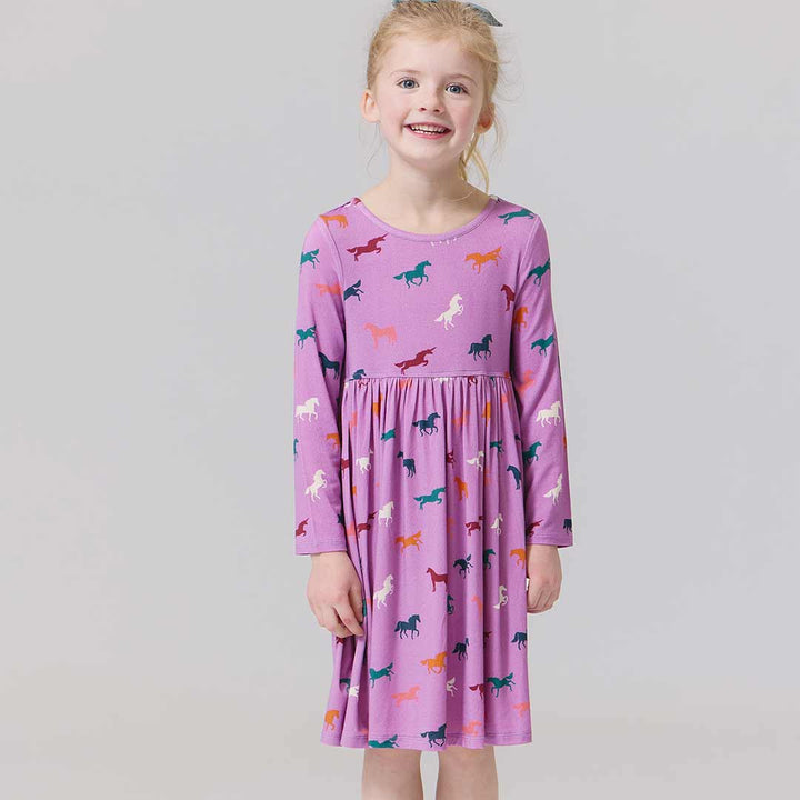 Bamboo Steph Dress Lavender Multi Horses