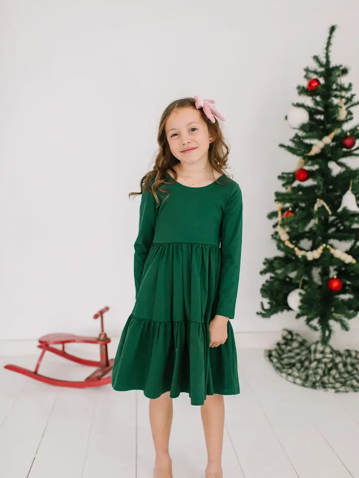 Gwendolyn Ruffle Dress in Evergreen