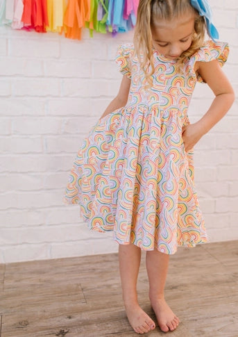 Olivia Dress in Primary Rainbow