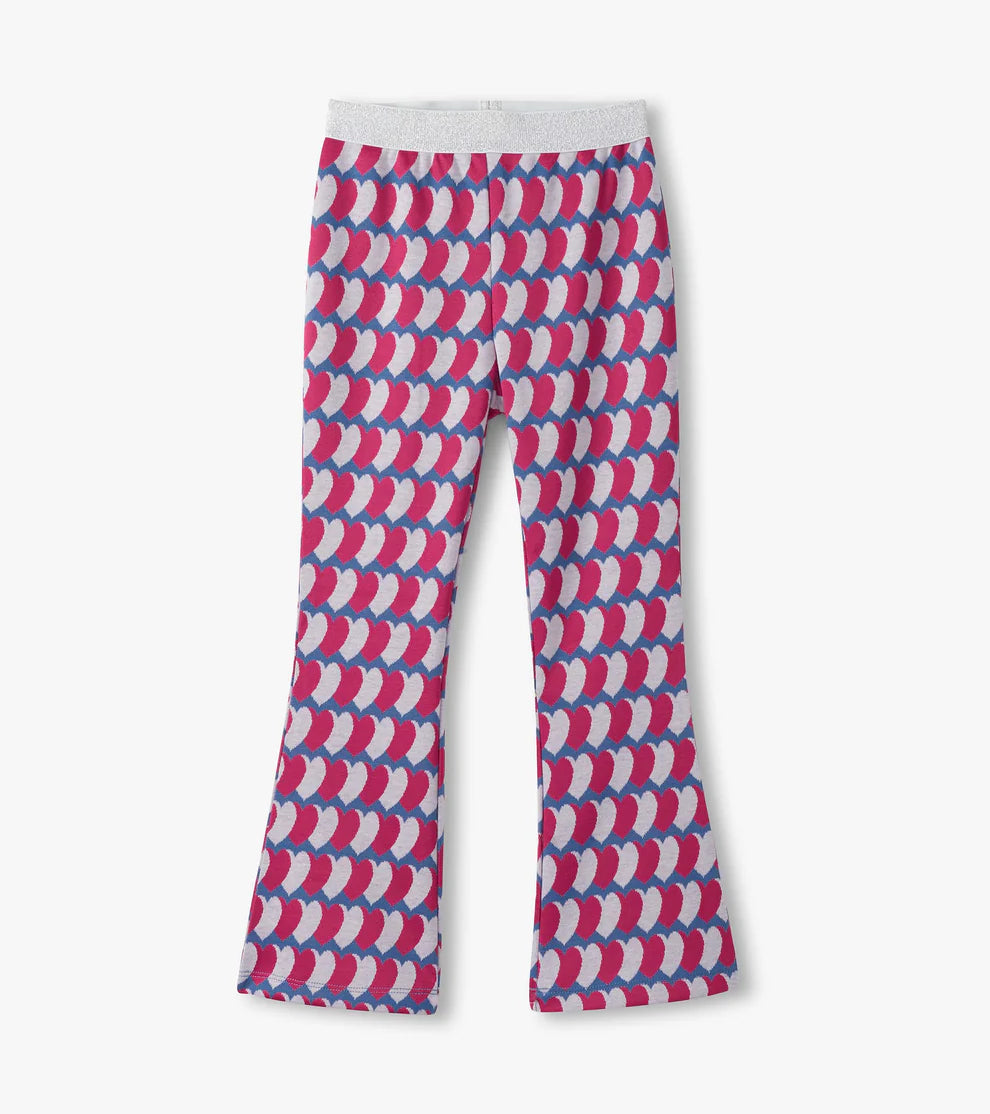 Graphic Hearts Fun Waist Flare Pants