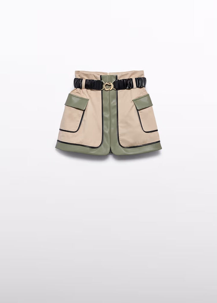 Tricolor Belted Skirt