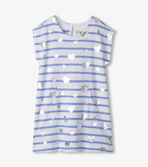 Heart Stripes Terry Slouchy Dress