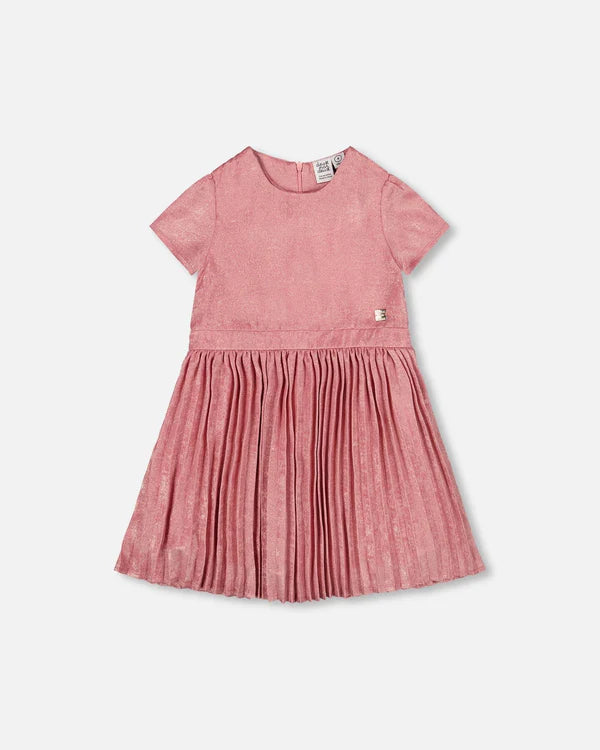Pink Shimmer Dress with pleated Skirt