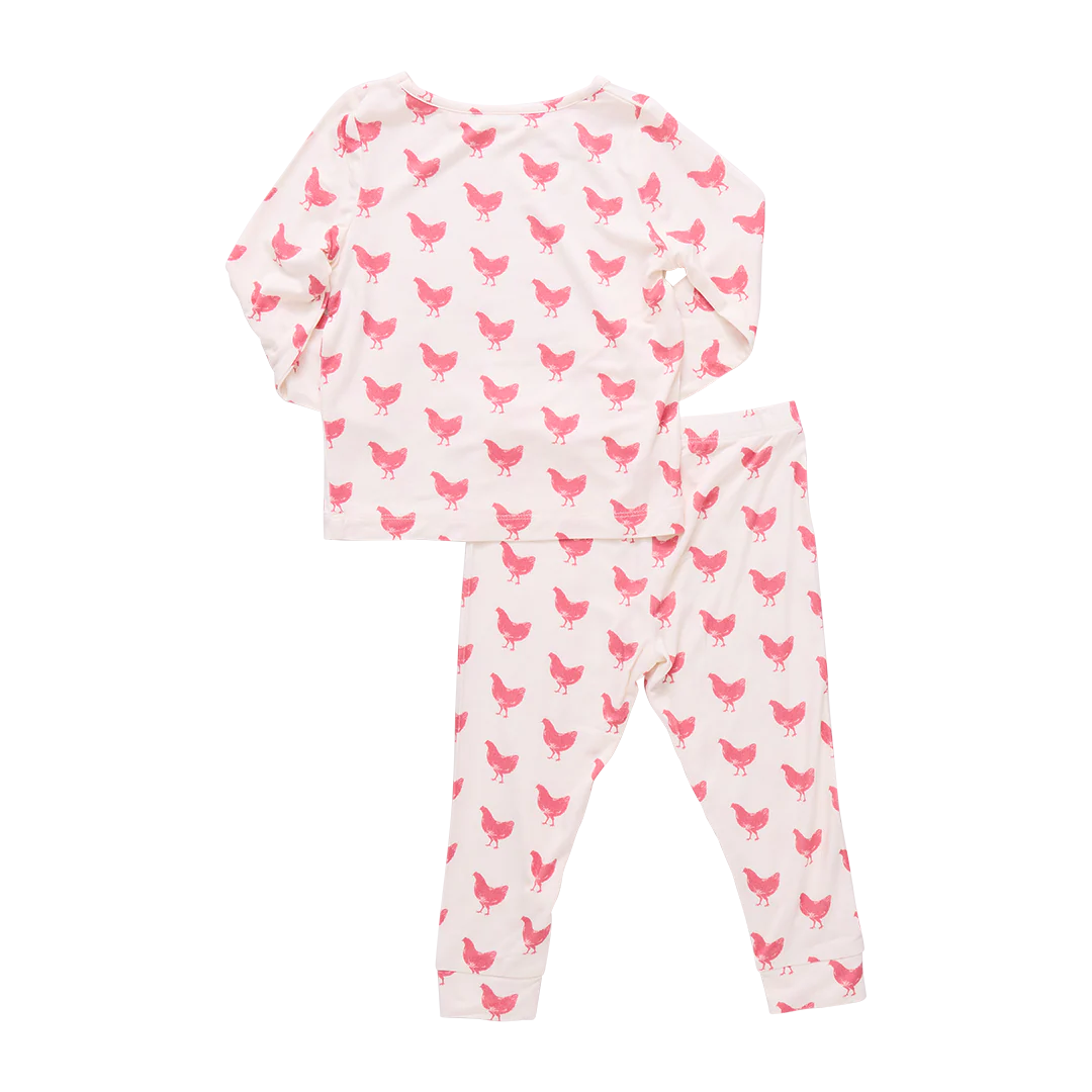Bamboo PJ Set Pink Chickens
