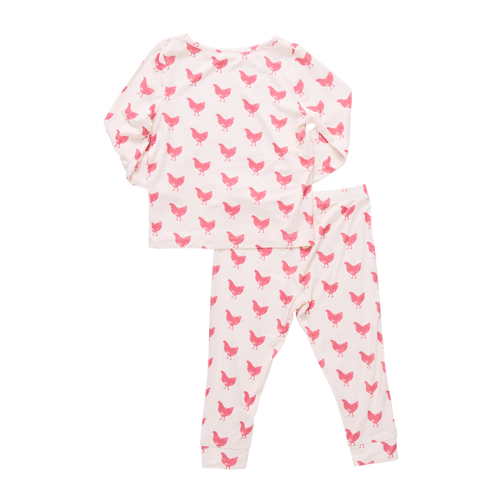 Bamboo PJ Set Pink Chickens