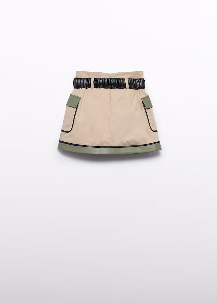 Tricolor Belted Skirt