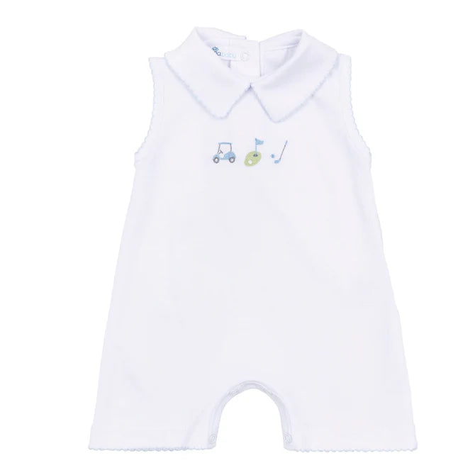 Tiny Tee Time Embroidered Collar Sleeveless playsuit